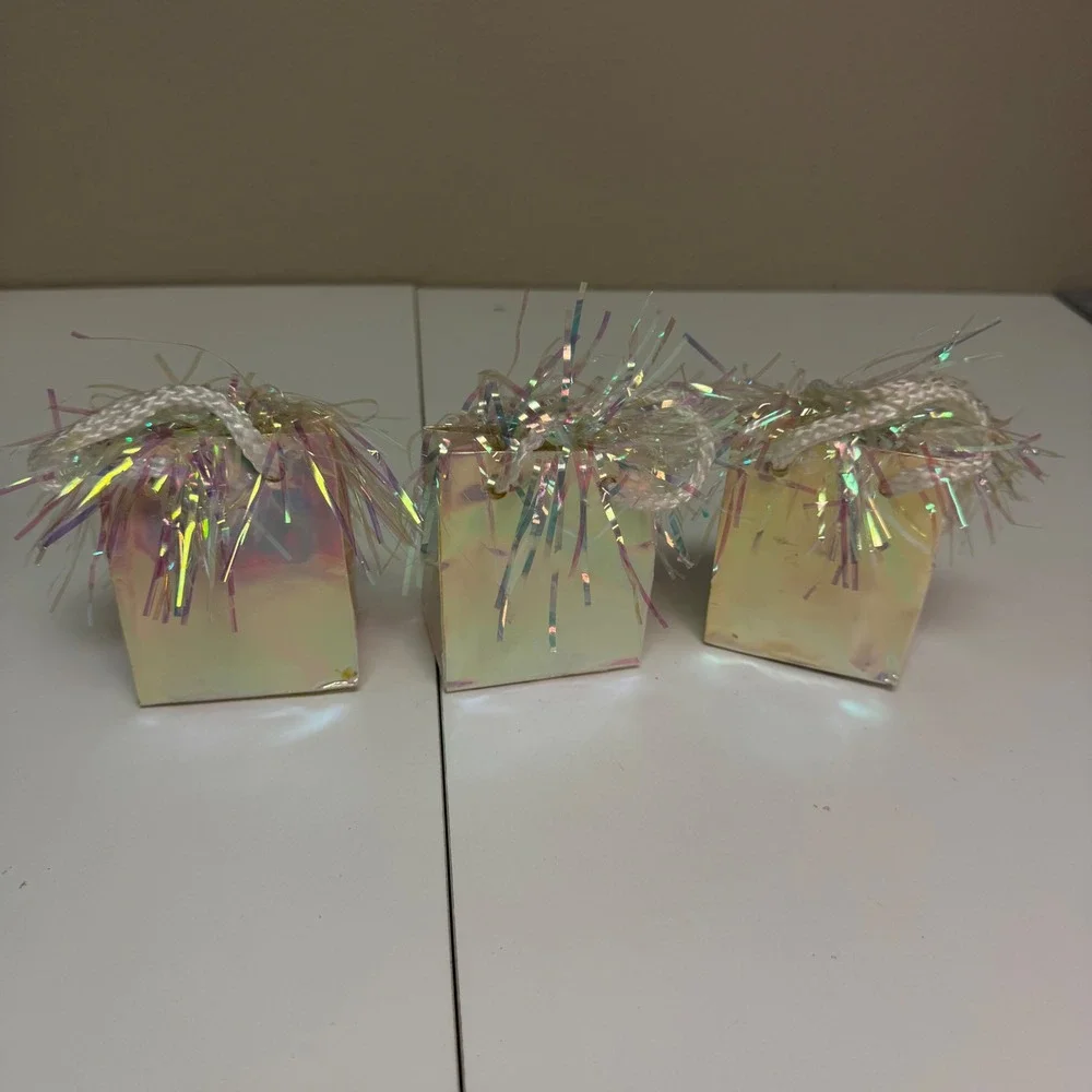 Unique Party Iridescent Balloon Weights Favor‎ Boxes 3pc #4986